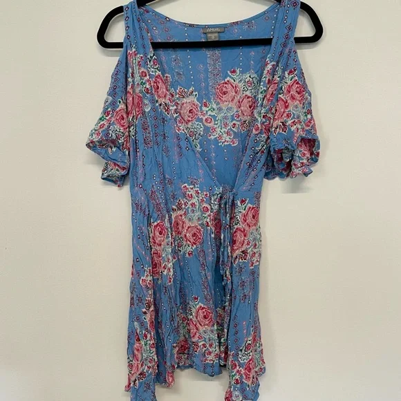 Angie | Dresses | Angie Blue Floral Cold Shoulder Wrap Dress Handkerchief Hem Womens Size Small | Poshmark Angie | Dresses | Angie Blue Floral Cold Shoulder Wrap Dress Handkerchief Hem Womens Size Small | Poshmark